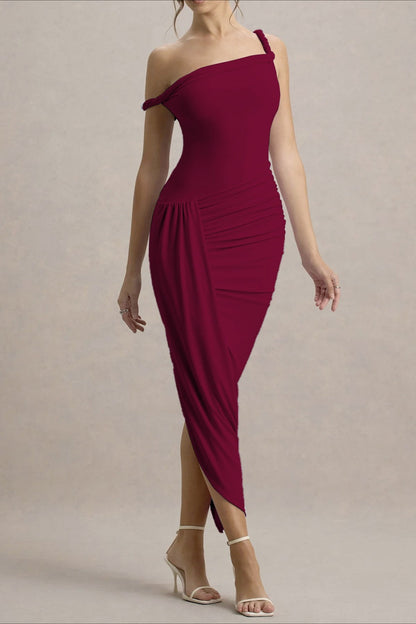 Vestido de fiesta maxi ceñido asimétrico