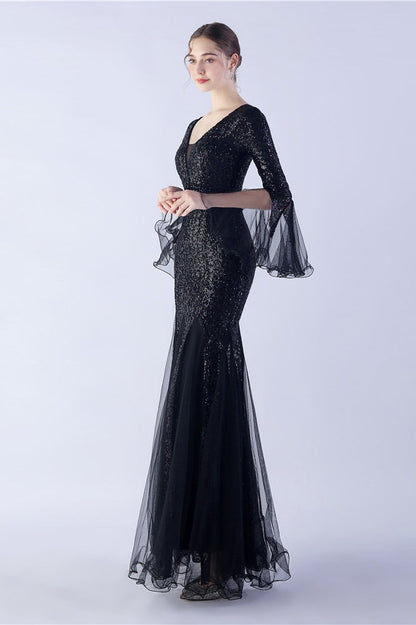 Sequin Ruffled Mesh Party Dress