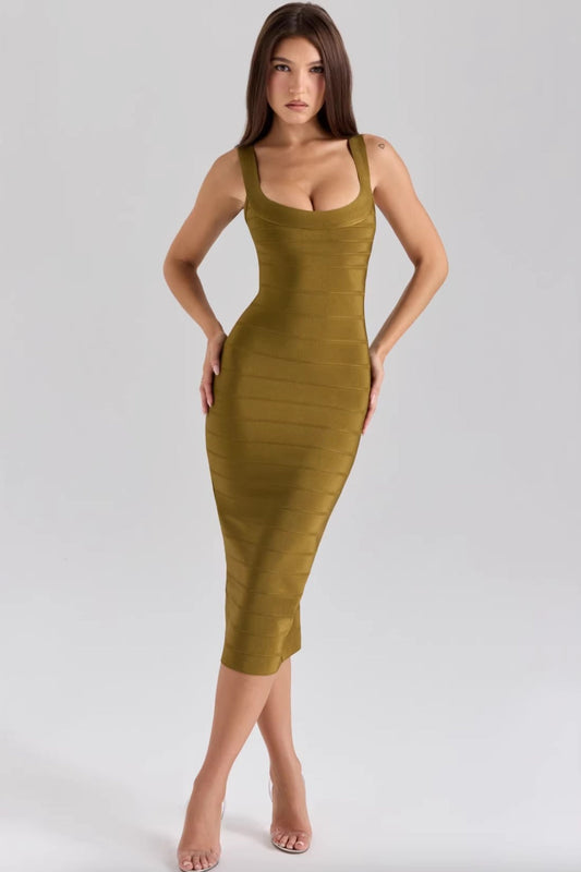 Scoop Neck Stretch Bodycon Formal Dress