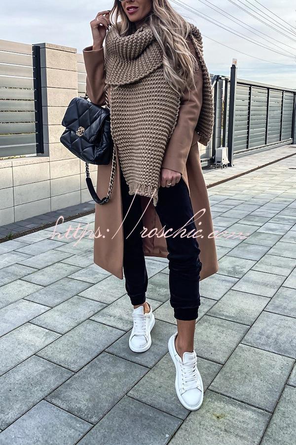 Winter handmade thick wool knitted scarf