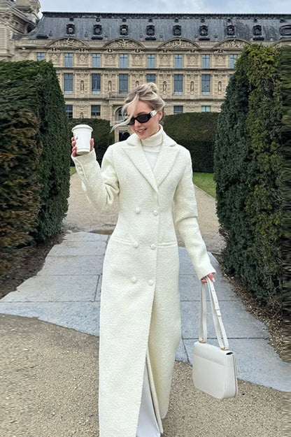 Solid Color Slim Fit Long Elegant Tailored Overcoat