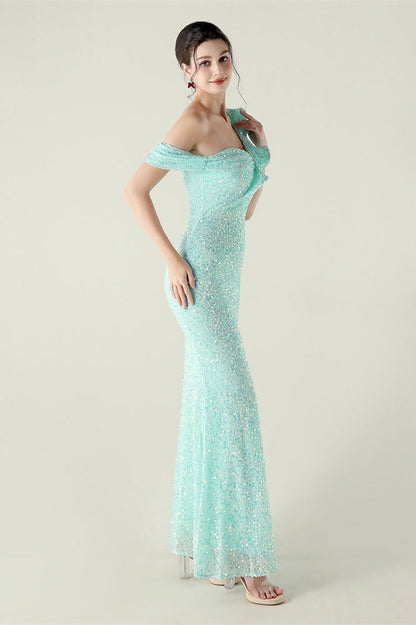 Vestido de fiesta formal con volante y un solo hombro drapeado