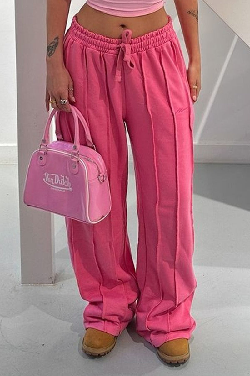 Pantalones con cordón holgados 3D de línea sólida