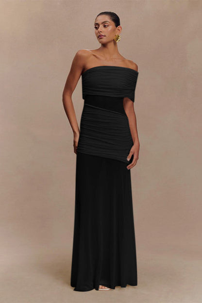 Mesh Panel Strapless Sheer Bodycon Party Dress