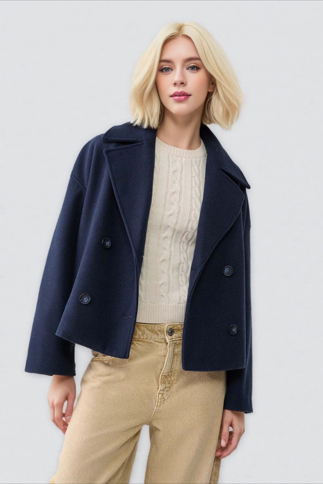 Chaqueta de mezcla de lana con solapa oversized