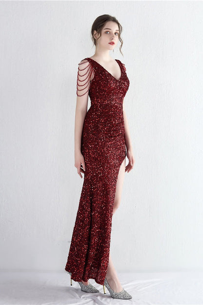 Vestido de Gala Sirena con Cuentas Distintivas