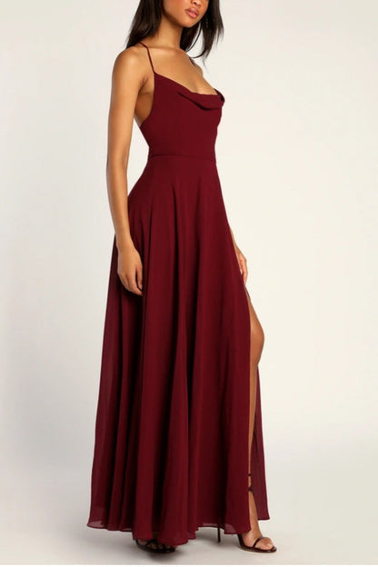 Vestido largo de fiesta halter sin espalda sexy