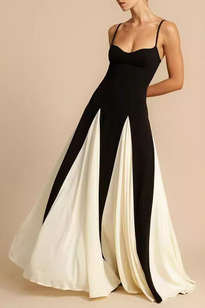 Chic Elegant  Slim Colorblock Camisole Formal Dress