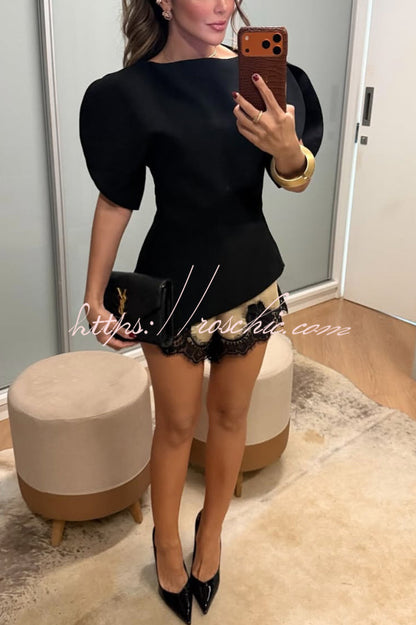 Stylish Satin Lace-trimmed Casual Drawstring Shorts