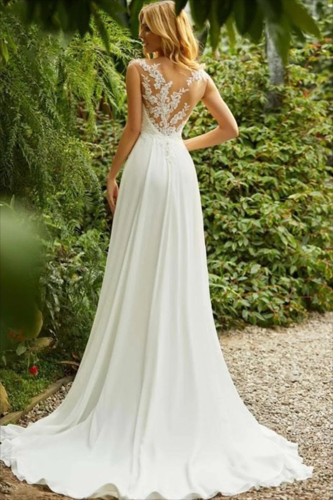 Elegant Lace Fit Flare Wedding Dress