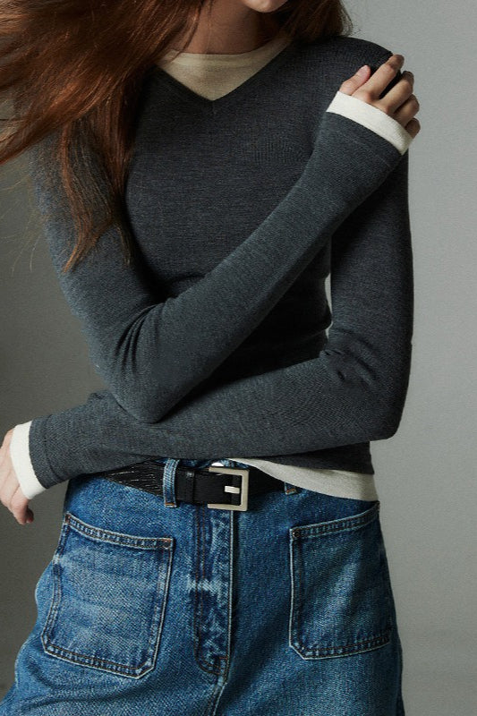 Top de punto lavable con bloques de color