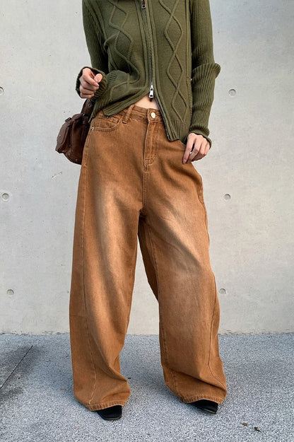 Vaqueros informales holgados de pierna ancha estilo vintage americano