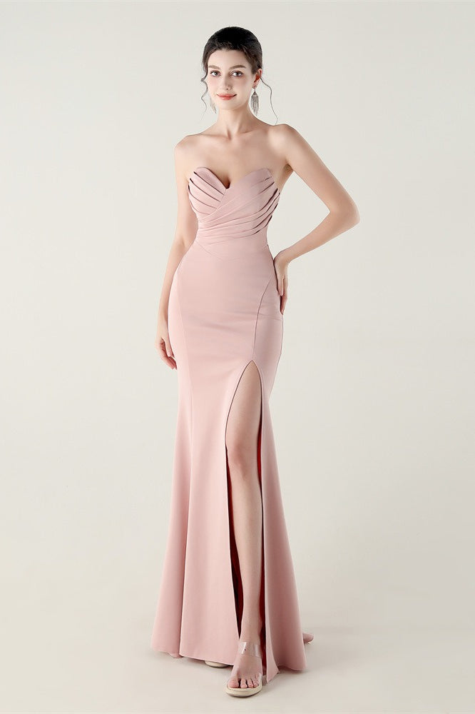 Vestido de fiesta plisado palabra de honor con escote corazón