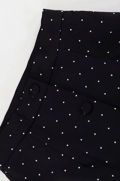 Polka Dot Print Short Sleeve Bodycon Skirt  Set