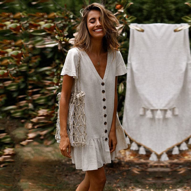 DressBetty - New Women's  V Neck Ruffles Mini Short Dress
