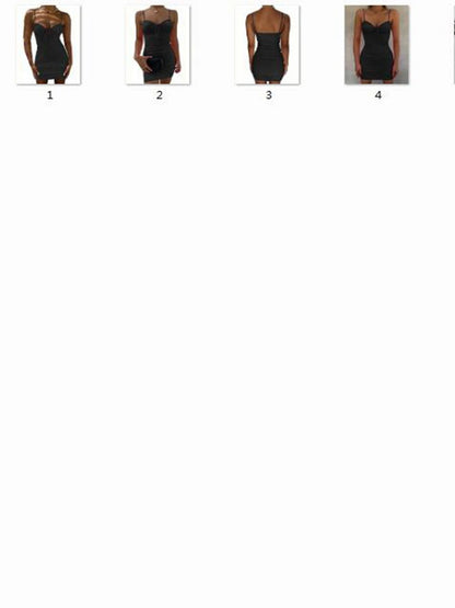 New Summer  Cut Out Ruched Spaghetti Mini Club Midi Dresses