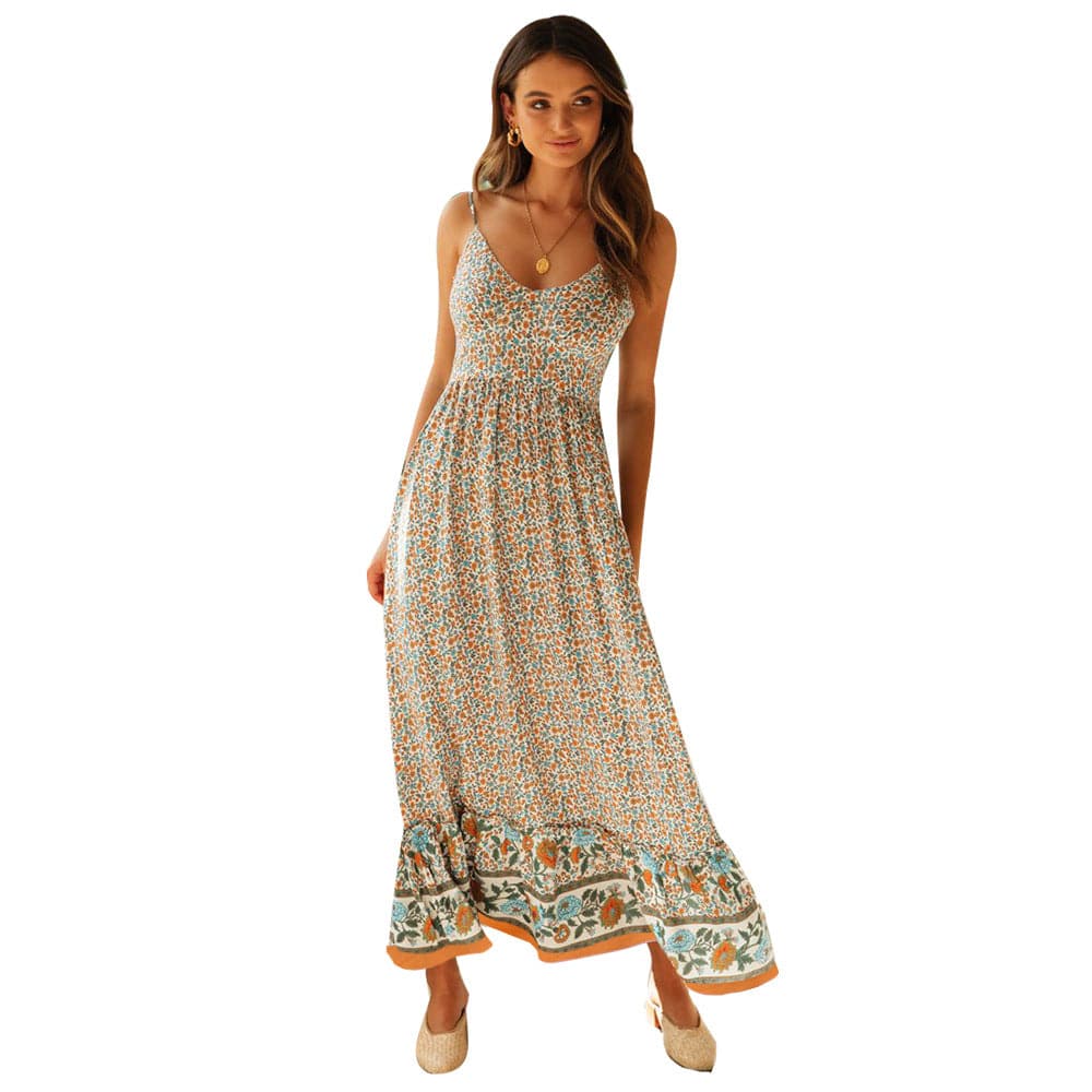 DressBetty - Summer Women  V Neck Floral Print Bohemia Long Dress