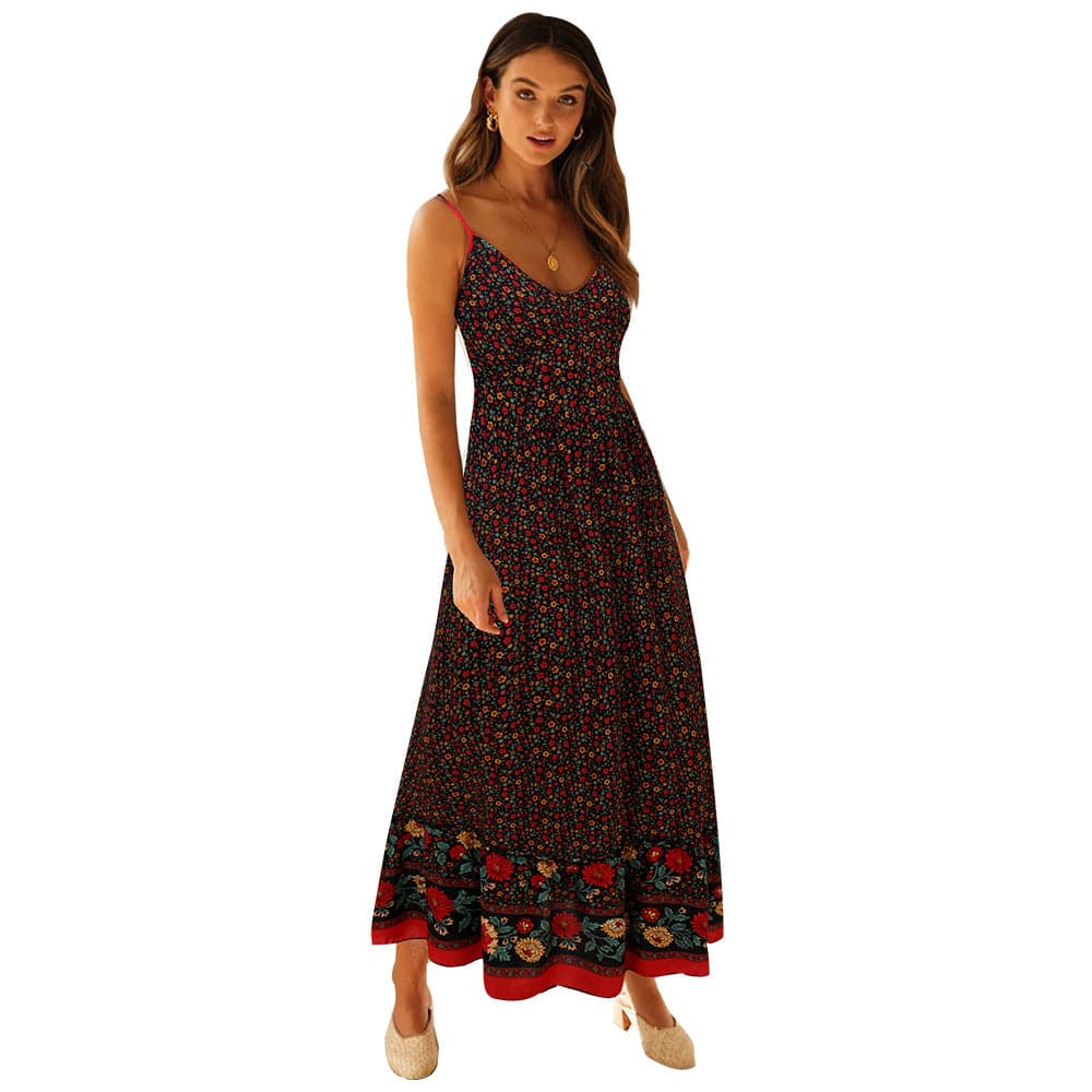 DressBetty - Summer Women  V Neck Floral Print Bohemia Long Dress