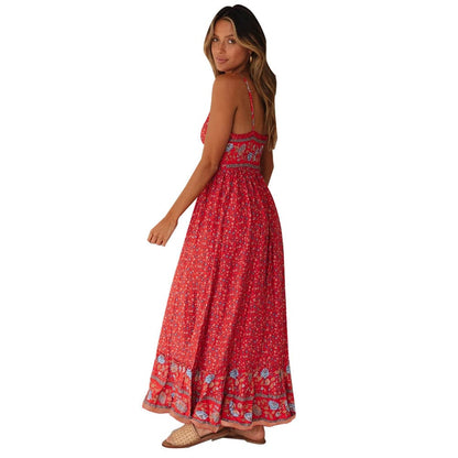 DressBetty - Summer Women  V Neck Floral Print Bohemia Long Dress