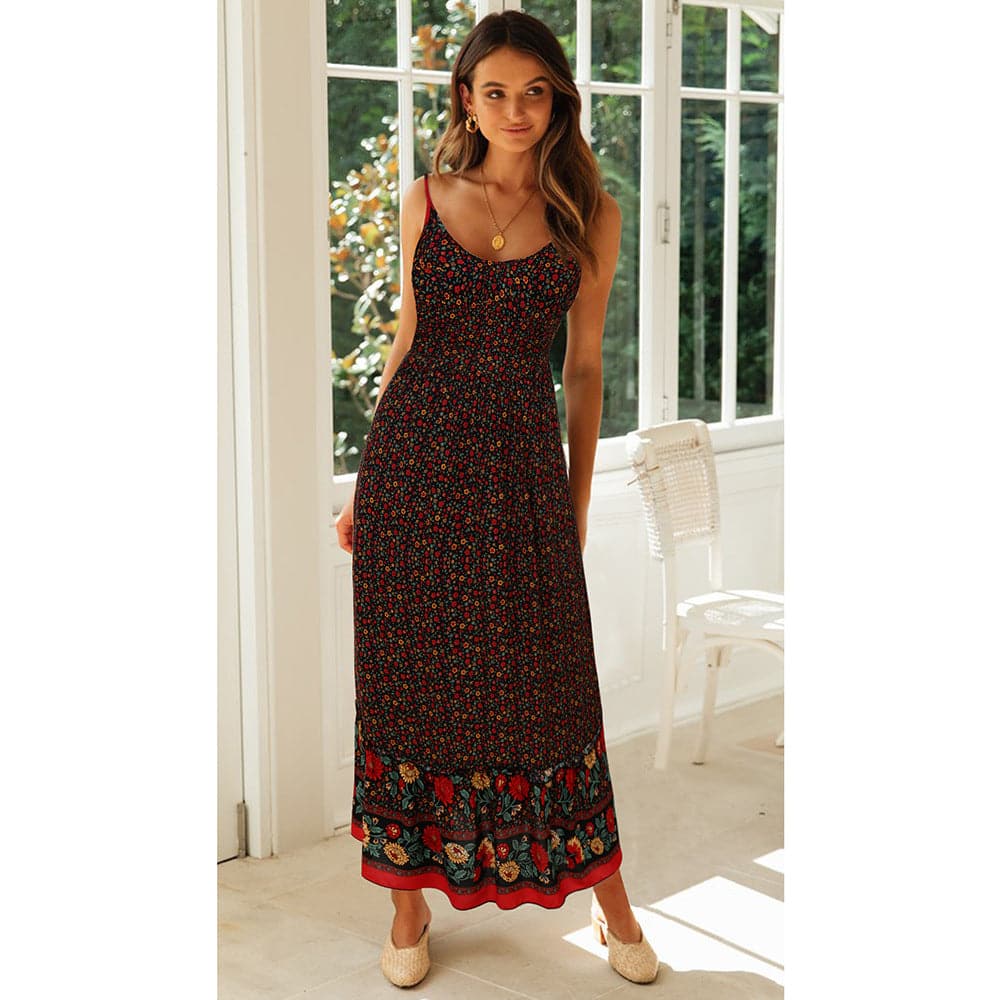 DressBetty - Summer Women  V Neck Floral Print Bohemia Long Dress