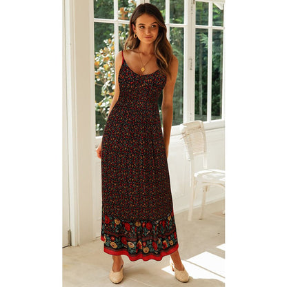 DressBetty - Summer Women  V Neck Floral Print Bohemia Long Dress