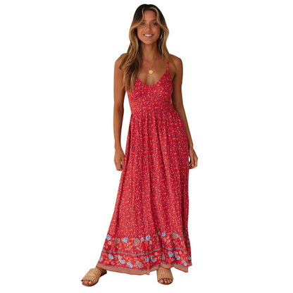 DressBetty - Summer Women  V Neck Floral Print Bohemia Long Dress