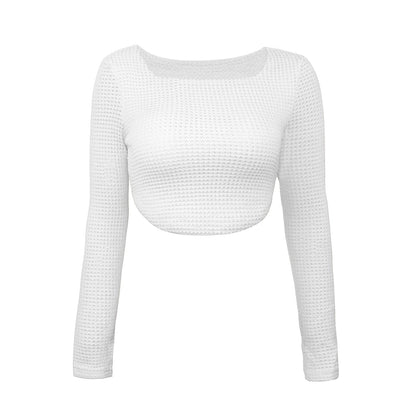 DressBetty - Long Sleeve Square Neck Knitted Crop Top Women Y2k  T Shirts
