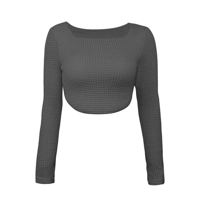DressBetty - Long Sleeve Square Neck Knitted Crop Top Women Y2k  T Shirts