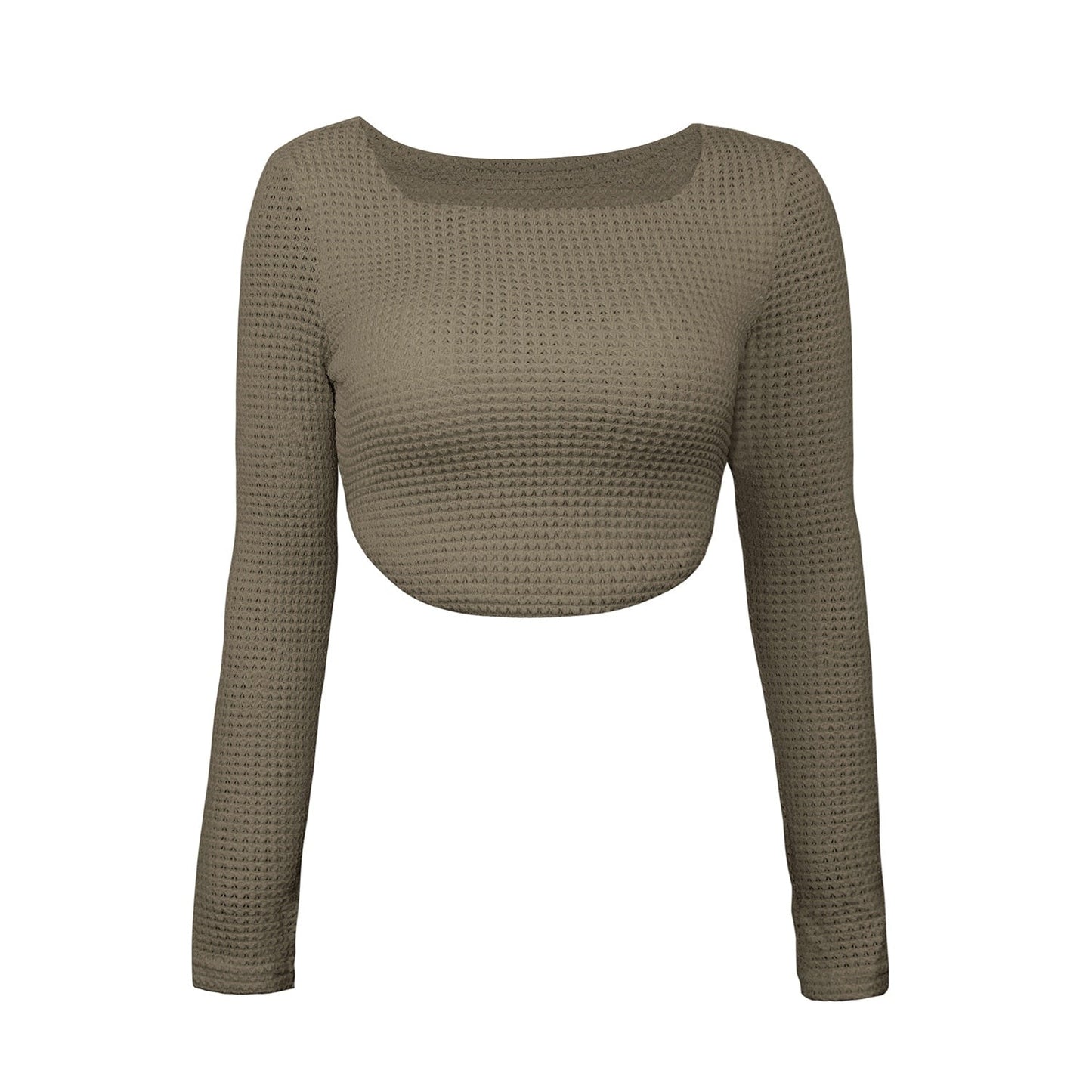 DressBetty - Long Sleeve Square Neck Knitted Crop Top Women Y2k  T Shirts