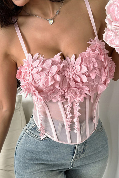 Top lencero de malla floral sexy