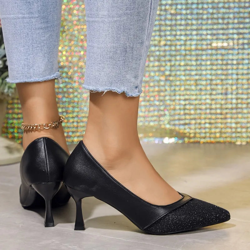 Pointed Toe Exquisite Wedding Casual Fashion Elegant Stiletto Low Heel Pumps