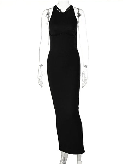 Spring  Backless Elegant Evening Birthday Brown Long Midi Dresses