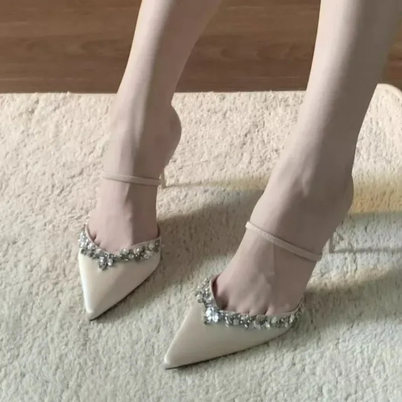 Summer  Pointed Slipper Elegant Simple Prom Party Fashion Shal Mouth Low Heel Pumps