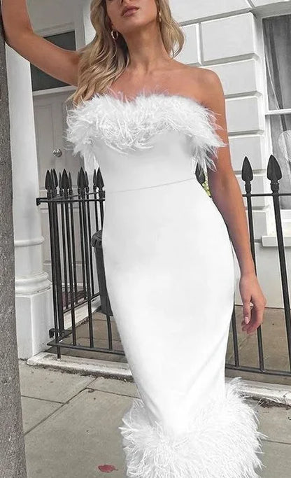 Pencil Off Shoulder Elegant  Birthday Club Midi Dresses