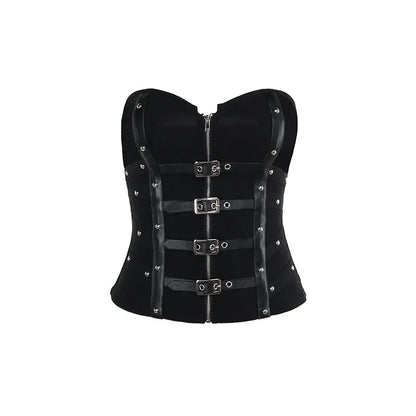 Y2K  Corset Strapless Black Gothic Harajuku Punk Hip Hop Aesthetic Dance Crop Top