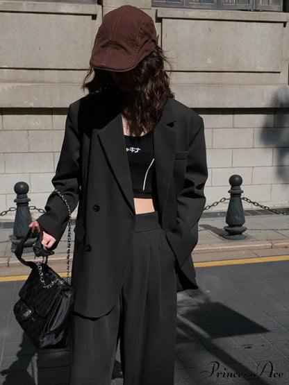 Autumn Solid Loose Double Breasted OverFashion Suit