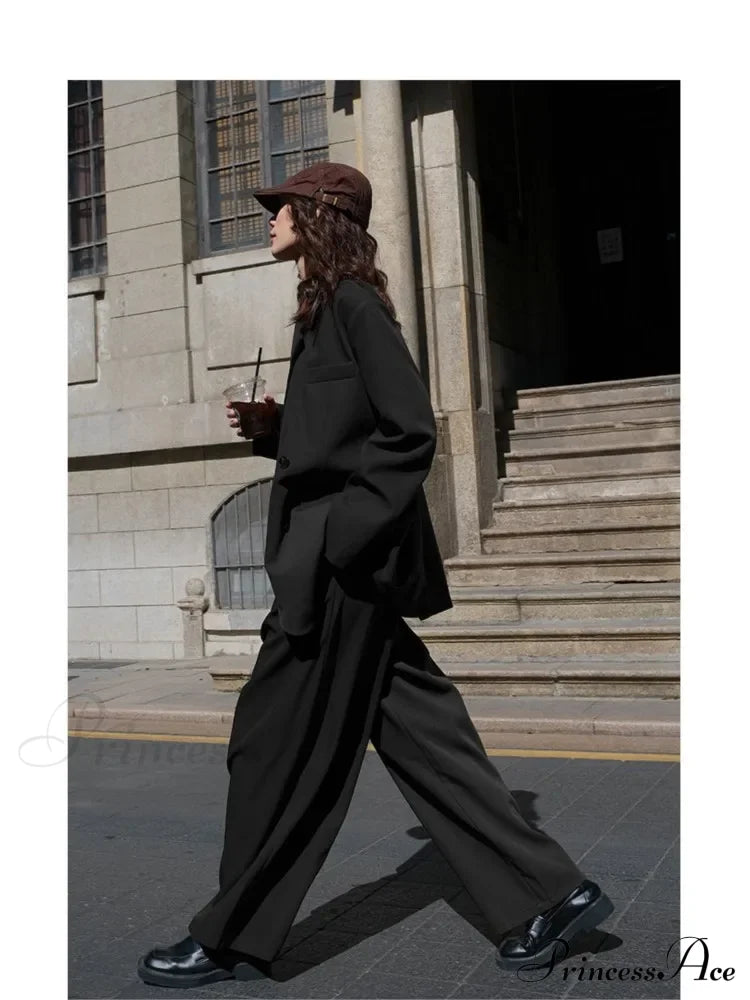 Autumn Solid Loose Double Breasted OverFashion Suit