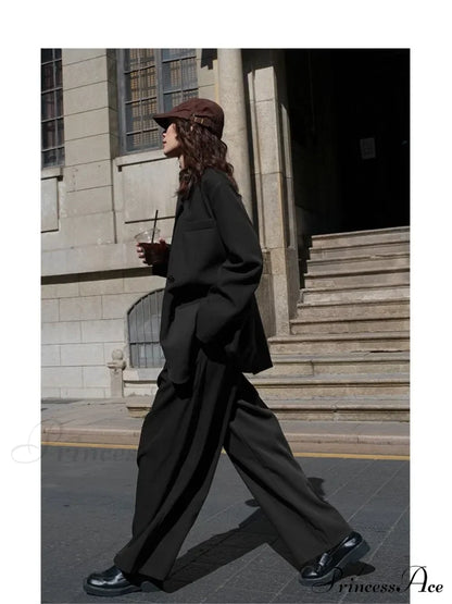 Autumn Solid Loose Double Breasted OverFashion Suit