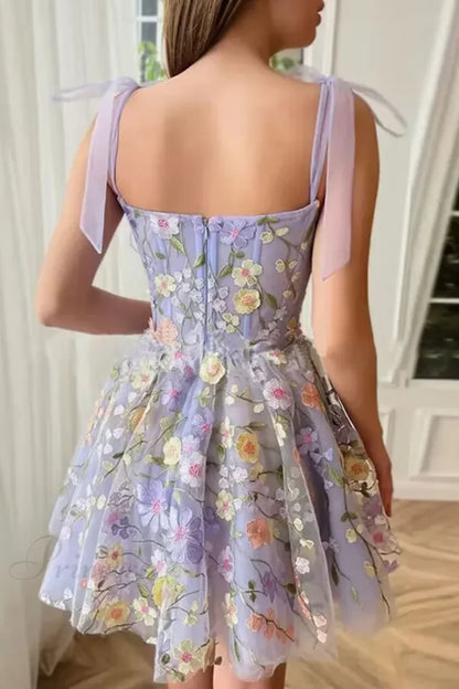 Fashion Flower Embroidery Sexy Floral Dress