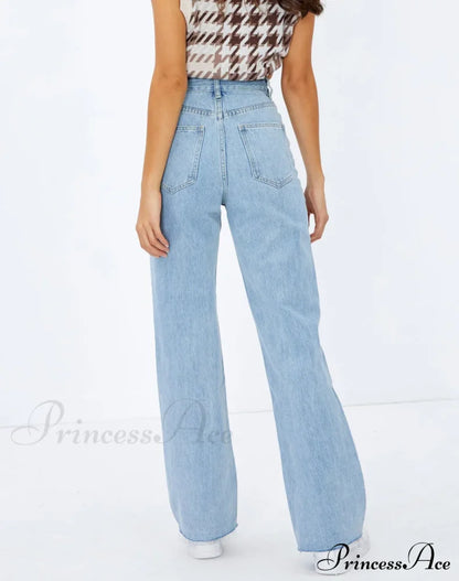 New Casual For Women High Waist Loose Denim Straight Leg Fashion Street Female Jean