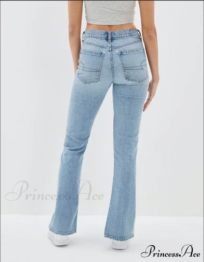 New Slit Slim Flare Women's High Waist Fashion Flared Pants Streetwear Jean