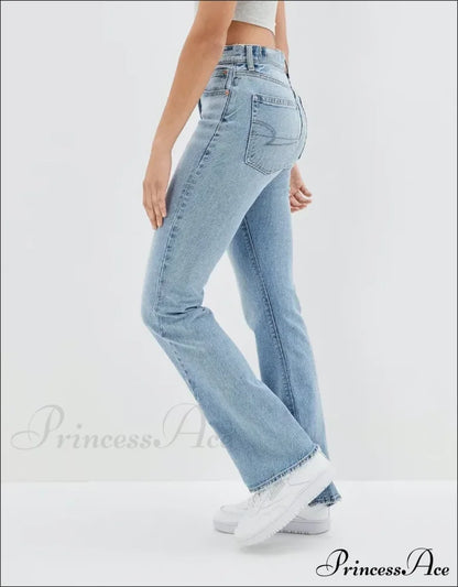 New Slit Slim Flare Women's High Waist Fashion Flared Pants Streetwear Jean
