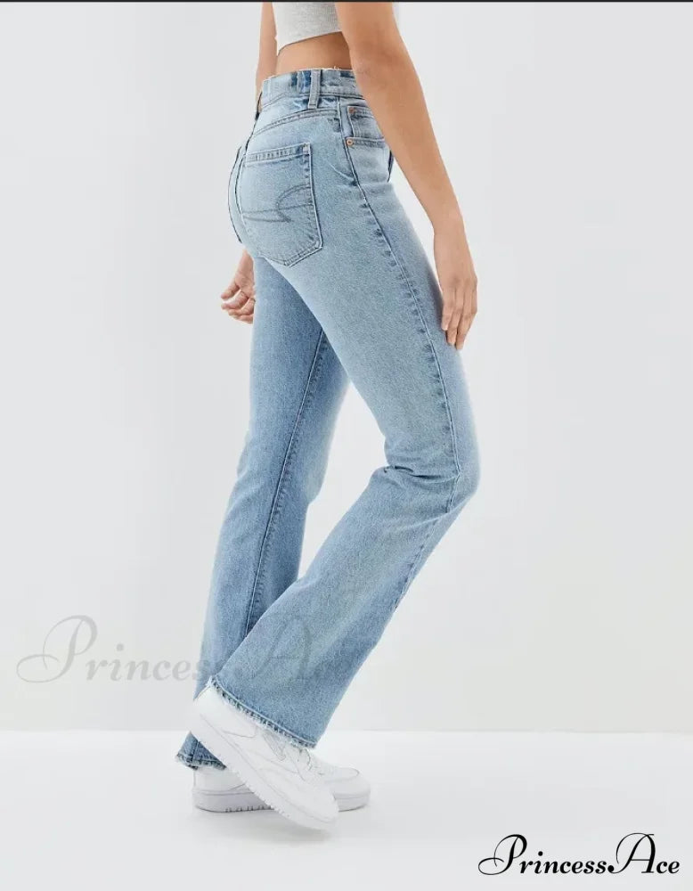 New Slit Slim Flare Women's High Waist Fashion Flared Pants Streetwear Jean