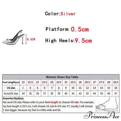 Spring Women's Silver High Heel Pumps with Pleated Pointed Toe and Back Buckle Strap