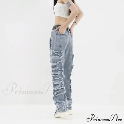 Streetwear Stacked Clothing Y2K Baggy Ripped Hip Hop Straight Vintage Denim Jean