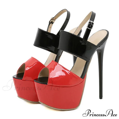 Summer Style Sexy 17cm Women Sandals High Heels Open Toe Buckles Nightclub Party Shoes Black Size 35-42