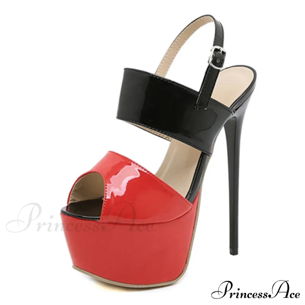 Summer Style Sexy 17cm Women Sandals High Heels Open Toe Buckles Nightclub Party Shoes Black Size 35-42