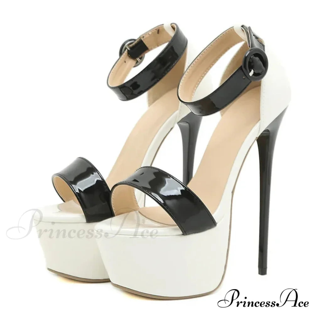Summer Style Sexy 17cm Women Sandals High Heels Open Toe Buckles Nightclub Party Shoes Black Size 35-42