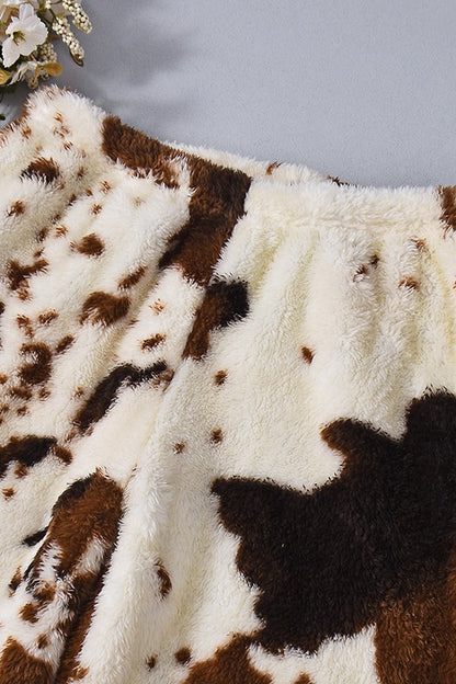 Pantalones Relaxed de Forro Polar con Estampado Juguetón de Vaca