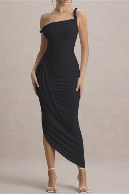 Vestido de fiesta maxi ceñido asimétrico
